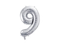Number 9 silver Foil Balloon - 72 cm - 1 pc