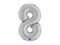 Balon foliowy cyfra 8 srebrny - 14" - 1 szt.