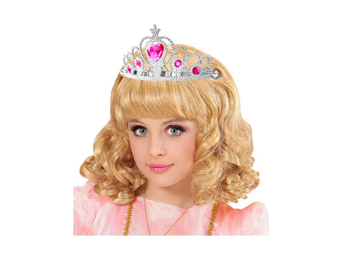 Srebrna tiara z różowymi klejnotami