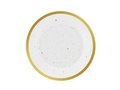 Talerzyki papierowe białe w złote kropki - 18 cm - 6 szt.