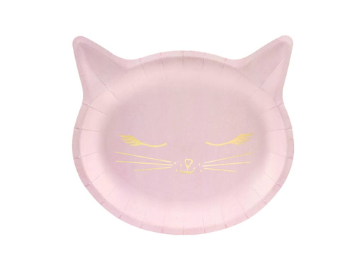 Pale pink Cat plates - 22 x 20 cm - 6 pcs.