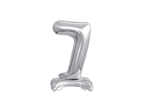 Foil balloon standing number 7 silver - 38 cm