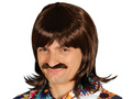 Brown wig with moustache - 1 pc