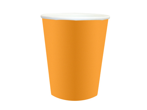 Kubeczki papierowe pomarańczowe - 250 ml - 6 szt.