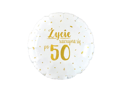 Foil balloon Life begins after 50 white - 46 cm - 1 pc.