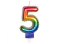 Świeczka cyferka kolorowa - 5 - pięć