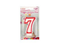 Number candle with red border - 7 - seven