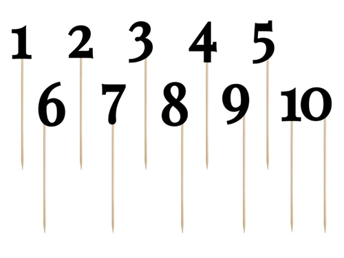 Cake and cupcake toppers numbers - 25 cm - 10 pcs.