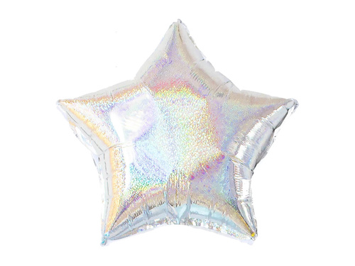 Silver holographic star foil balloon - 46 cm - 1 pc.