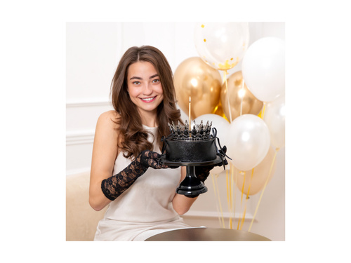 Korona na tort - 15 cm - srebrna z kryształkami - 1 szt.