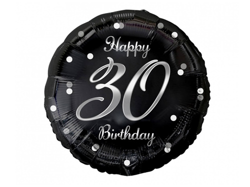 Foil balloon for thirtieth birthday with silver print - 45 cm - 1 pc.