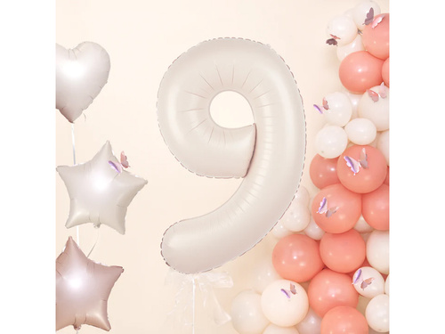 Foil balloon cream number 9 - 100 cm - 1 pc.