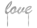 Mirror plexiglass silver cake topper Love - 15 cm