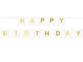 White flag banner with the inscription Happy Birthday - 190 cm - 1 pcs.