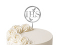 Silver mirrored plexiglass topper for IHS I Communion cake