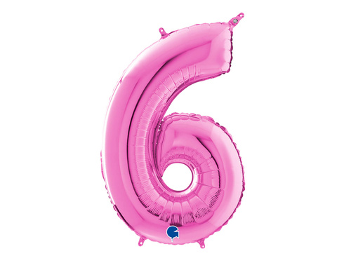 Number 6 fuxia Foil Balloon - 66 cm - 1 pc