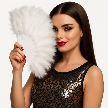 Wachlarz z piór biały - 22 cm - 1 szt.