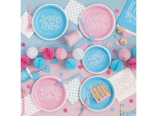 Talerzyki papierowe na baby shower błękitne - 23 cm - 8 szt.