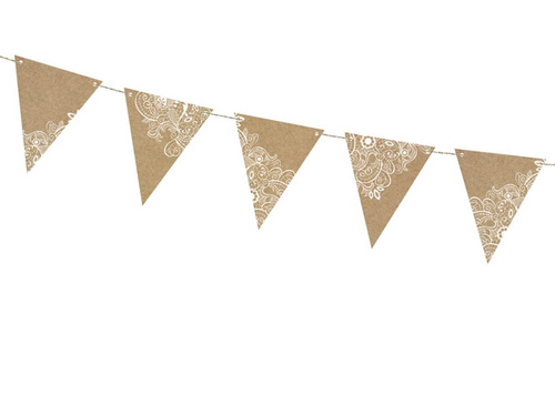 Brown flags banner with white printing - 210 cm - 1 pc.