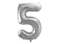 Foil balloon number 5 silver - 86 cm - 1 pc.