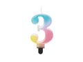 Pastel ombre number candle - 3 - three