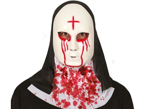 Rubber nun mask with hood - 1 pc