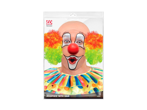 Ekskluzywne nakrycie głowy peruka klauna z wielokolorowymi kręconymi włosami
