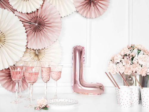 Foil balloon letter "L" pink and gold - 35 cm
