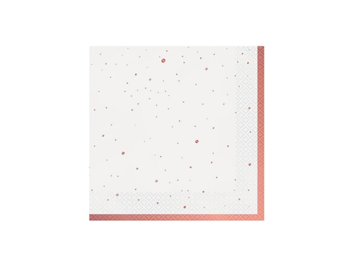 White napkins with pink and gold dots - 33 cm - 20 pcs.