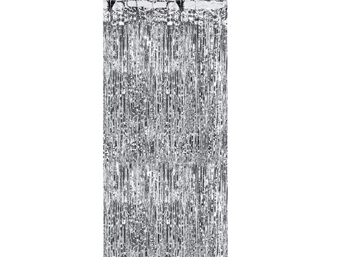 Kurtyna - zasłona na drzwi metaliczna srebrna - 2,4 m x 91 cm