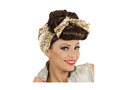 Brązowa peruka Rockabilly Pin-Up Girl z chustką w zwierzęcy wzór
