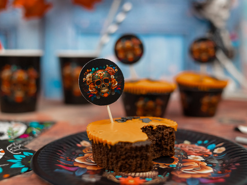 Papilotki na babeczki Dia de los muertos - 6 szt.