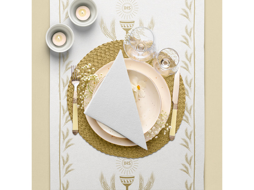 Decoration table runner for the First Holy Communion gold - 40 cm x 24 m - 1 pcs.