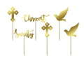 Christening muffin decorations gold - 6 pcs.