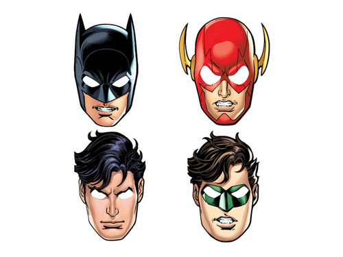 Justice League birthday masks - 8 pcs.