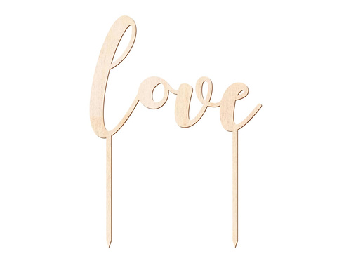 Love wooden cake topper - 14 cm