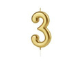 Gold number candle - 3 - 1 piece.