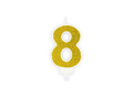 Number candle with glitter - 8 - 1 piece.