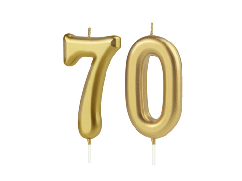 Świeczki cyferki złote - 70 - 2 szt.