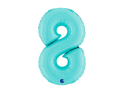 Balon foliowy cyfra 8 pastelowy niebieski - 14" - 1 szt.