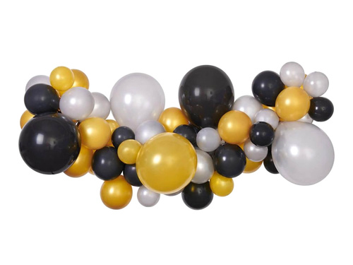 Set of balloons for balloon garland gold-silver-black - 65 pcs.