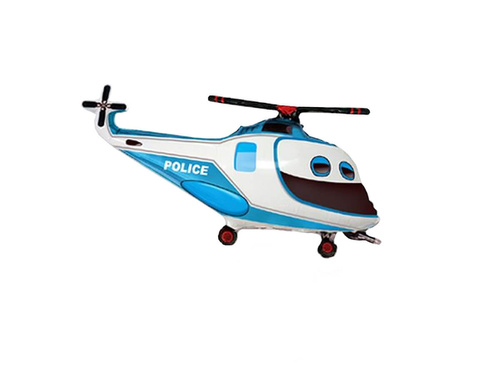 Police Helicopter foil balloon for stick - 25 x 43 cm - 1 pc.