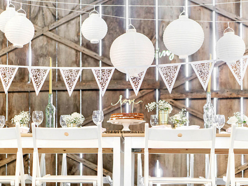 Glowing garden paper lantern 20 cm, white, 1 pcs.