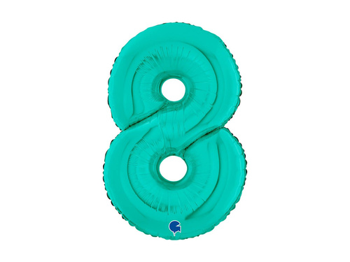 Balon foliowy cyfra 8 turkusowy - 26" - 1 szt.