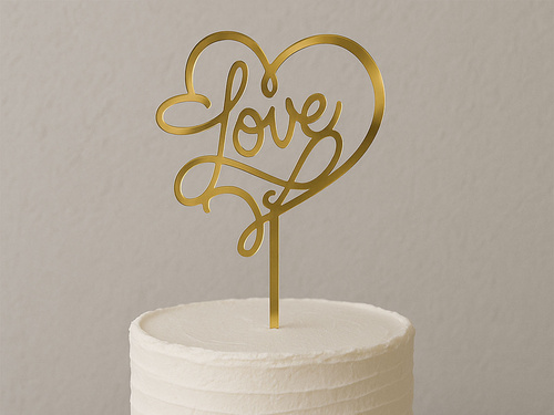 Gold mirrored plexiglass topper for Love cake - 15 cm