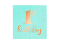 Serwetki urodzinowe na roczek 1st Birthday turkusowe - 33 cm - 10 szt.