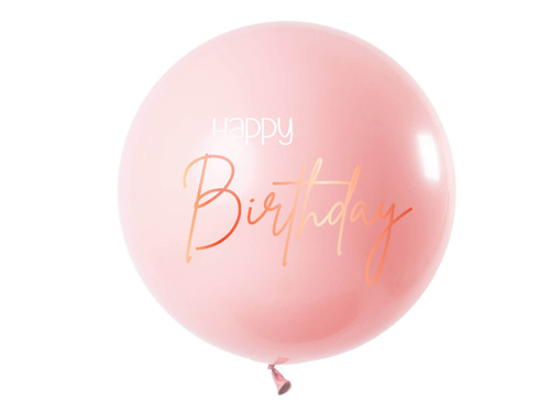 Happy Birthday 80 cm giant balloon - pastel pink.