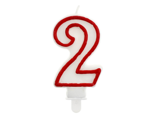 Number candle with red border two - "2"