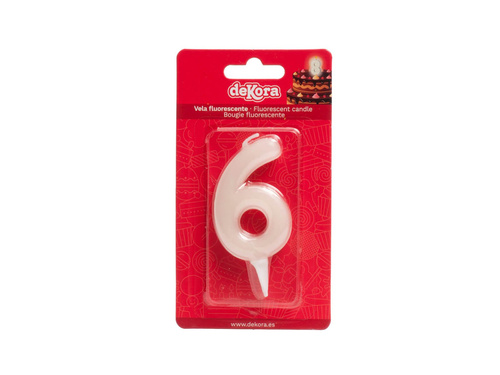 Numeral birthday candle "6" FLUOR - 1 pc