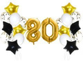 Zestaw balonów na osiemdziesiątkę złoto-czarny - 21 szt.